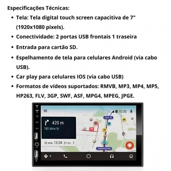 Central Multimídia Carplay Android Fiat Mobi Moldura + Câmera BP