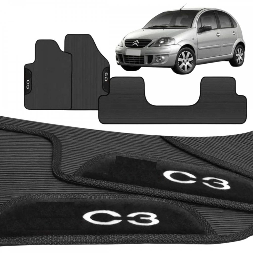 Kit Tapete Emborrachado Citroen C3 2013 A 2017 3 Peças