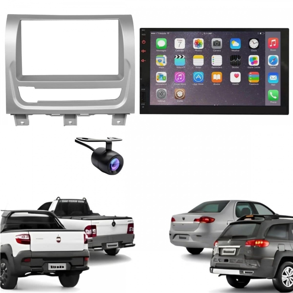 Central Multimídia 2 Din Mp5 Palio Trekking Câmera Moldura Tela