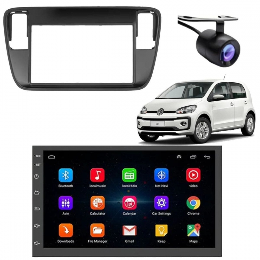 Central Multimidia Android Auto Up Moldura + Câm Preto