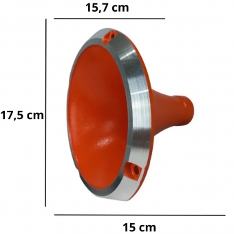 Corneta Cone Curto Rosca Bocal Alumínio Laranja HL 14-25 Som