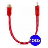 100 Cabos Y Rca 2 Macho 1 Femea Cristal Matte Vermelho