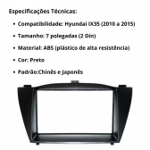 Central Multimídia 2 Din Mp5 Hyundai IX35 Câmera Moldura PT