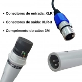 Kit Microfone Dinâmico Leson MC-200 Prata 3 unidades