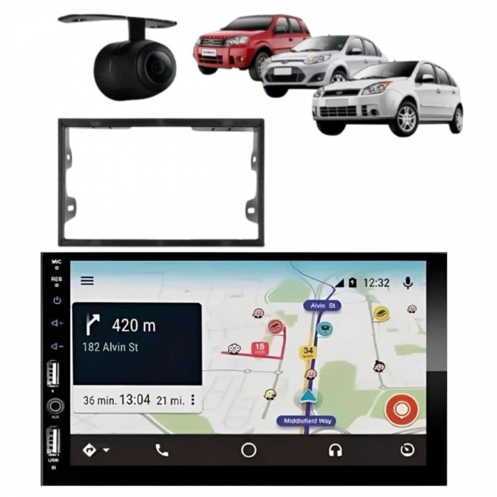 Central Multimídia Carplay Android Golf Moldura + Câmera