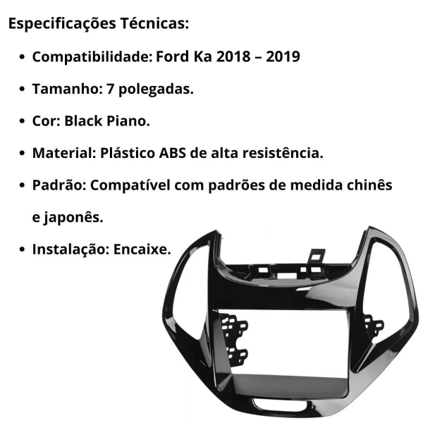 Central Multimídia 2 Din Mp5 Ford Ka Câmera Moldura Tela BP