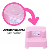 Escada Infantil 2 Degraus Antiderrapante para Vaso Pia Rosa
