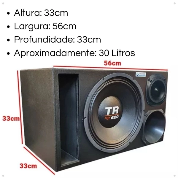 Caixa Trio Vazia Som Automotivo Para Par De 6