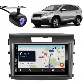 Central Multimídia Carplay Android CRV Moldura + Câmera PT