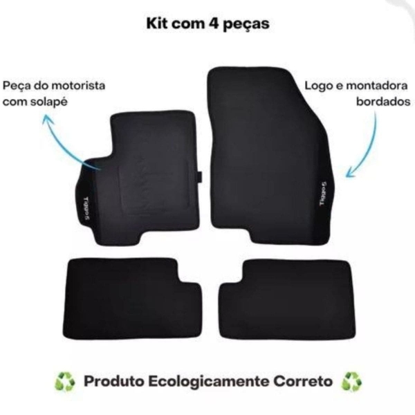 Kit Tapete Emborrachado Cherry Tiggo5 2019 Em Diante 4 Peças