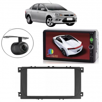 Central Multimídia 2 Din Mp5 Ford Focus Hatch Câmera Moldura