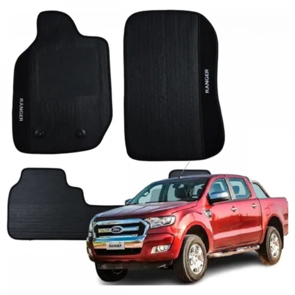 Kit Tapete Emborrachado Ranger Cd 2013 em Diante 3 Peças