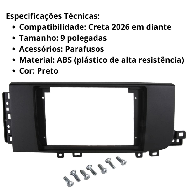 Multimídia Android Carplay 9p 2+32Gb Quadcore Creta 2026/27