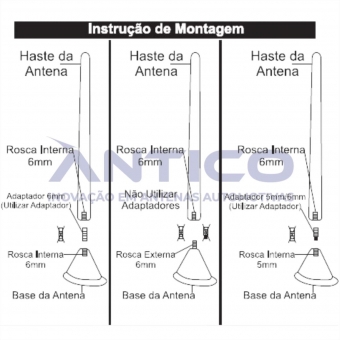 Haste Mega Flex VW Rosca Interna 6mm com Adaptadores HS310A
