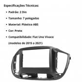 Central Multimídia 2 Din Mp5 Uno Vivace Câmera Moldura PT