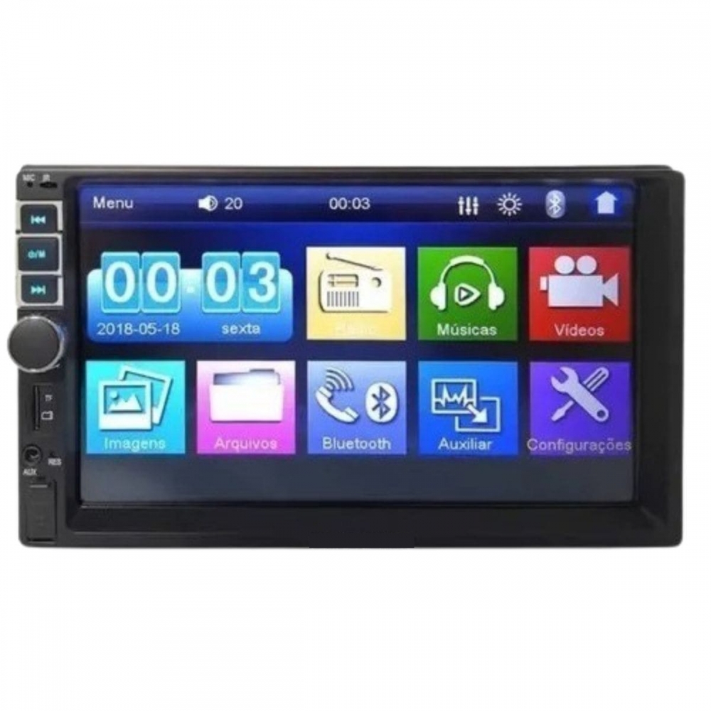 Central Multimídia Universal Botão Bluetooth Cam Re Espelha