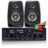 Amplificador Som Bluetooth Grave + 2 Caixas De Som Ambiente