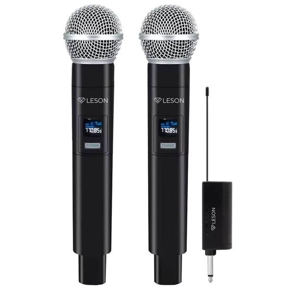 Par Microfones Sem Fio LS302 PK 2.4 Duplo Recarregavel Leson