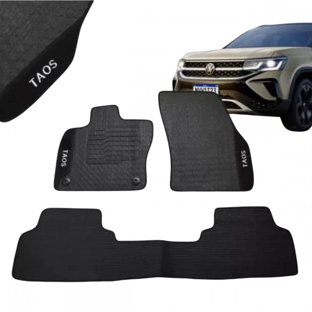 Kit Tapete Emborrachado VW Taos 2021 Em Diante 3 Peças