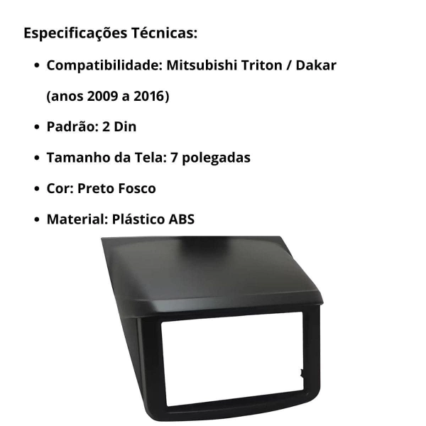 Central Multimídia 2 Din Mp5 Mitsubishi Triton Câmera Moldura