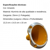 Corneta Cone Curto Rosca Bocal Alumínio Amarela HL 11-25 Som