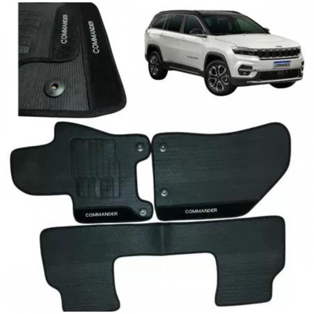 Kit Tapete Emborrachado Jeep Commander 2022 Em Diante 3 Peças