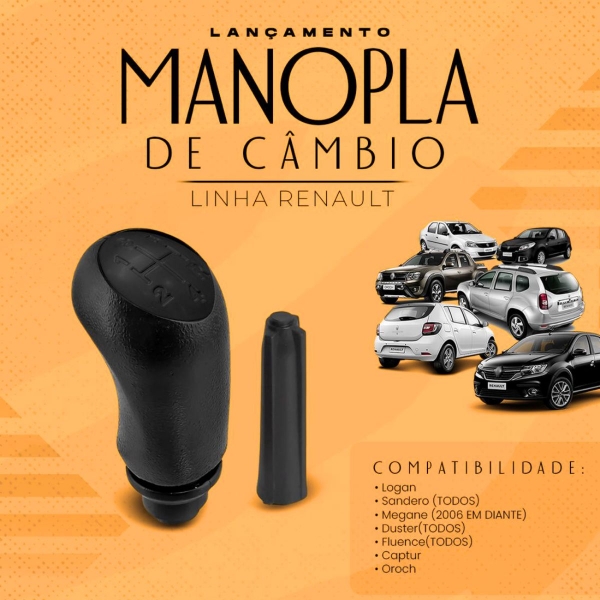Manopla de Cambio Logan Sandero Megane Duster Oroch Captur