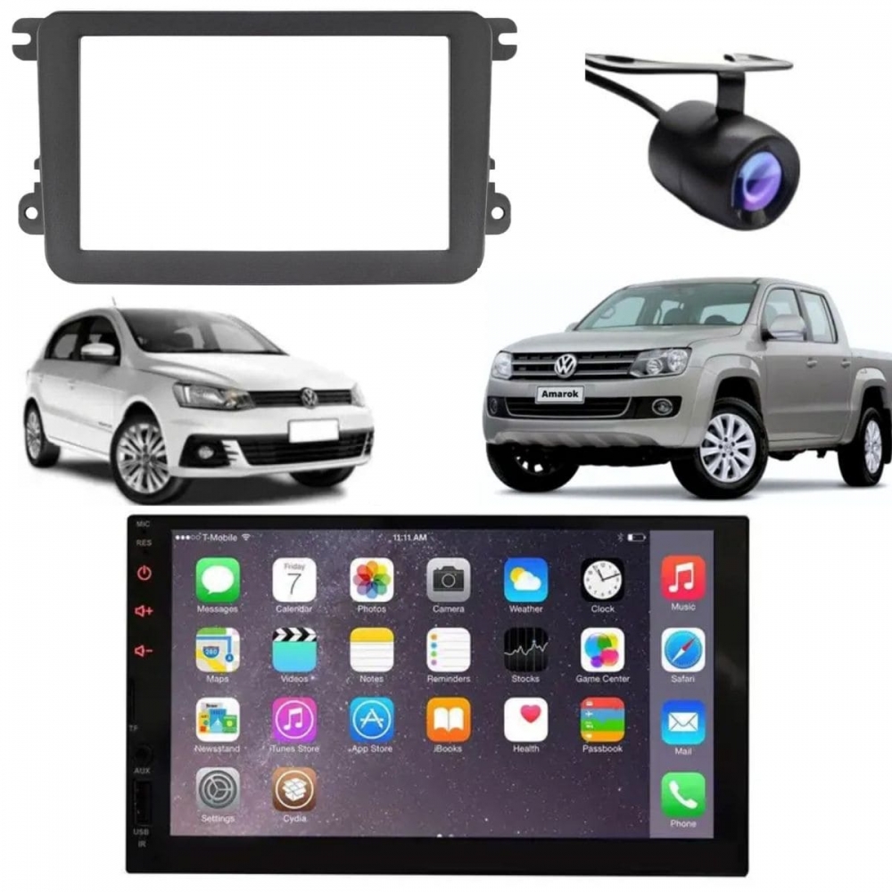 Central Multimídia 2 Din Mp5 Amarok Câmera Moldura Tela PT