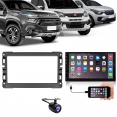 Central Multimídia 2 Din Mp5 Fiat Uno Câmera Moldura Tela PT Fosco