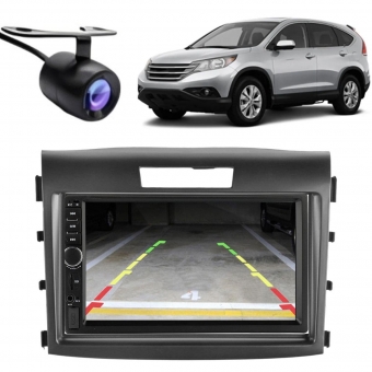 Central Multimídia 2 Din Mp5 Honda CRV Câmera Moldura PT