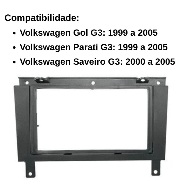 Central Multimidia Android Auto Parati G3 Moldura + Câm Preto