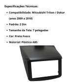 Central Multimidia Android Auto Mitsubishi Dakar Moldura + Câm Preto