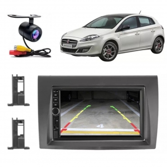 Central Multimídia 2 Din Mp5 Fiat Bravo Câmera Moldura PT Fosco