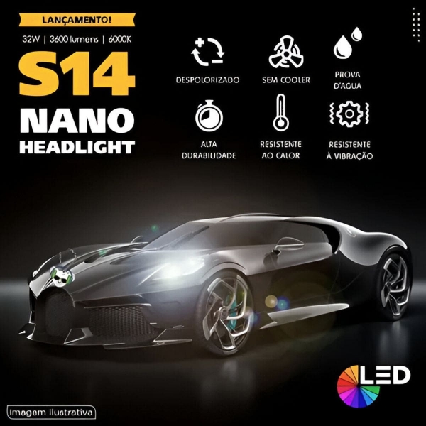 Lâmpada Super Led S14 Shocklight Nano 6000k 12V 32W 3600LM - H8-H9-H11-H16/2