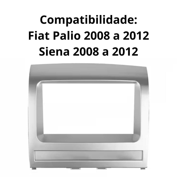 Central Multimidia Android Auto Siena Moldura + Câm Prata