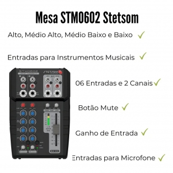 Mesa De Som Automotivo Stetsom Stm0602 12v 2 Canais Stereo