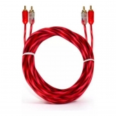 100 Cabo Rca Resistente 1m Injetado 4mm Cristal Vermelho