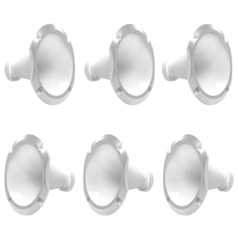 Kit 6 Corneta Cone Curto Rosca Bocal Alumínio Branca 11-25 Som