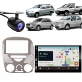 Central Multimídia Carplay Android Palio G3 Moldura + Câmera Cinza Brilhante