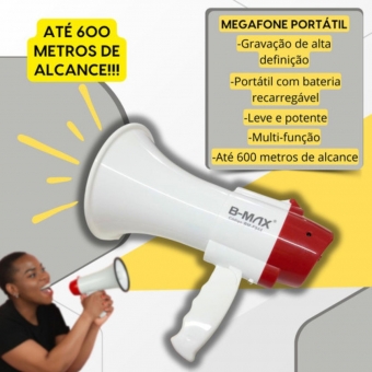 Megafone Gravador Voz Portátil Profissional Recarregável 30W