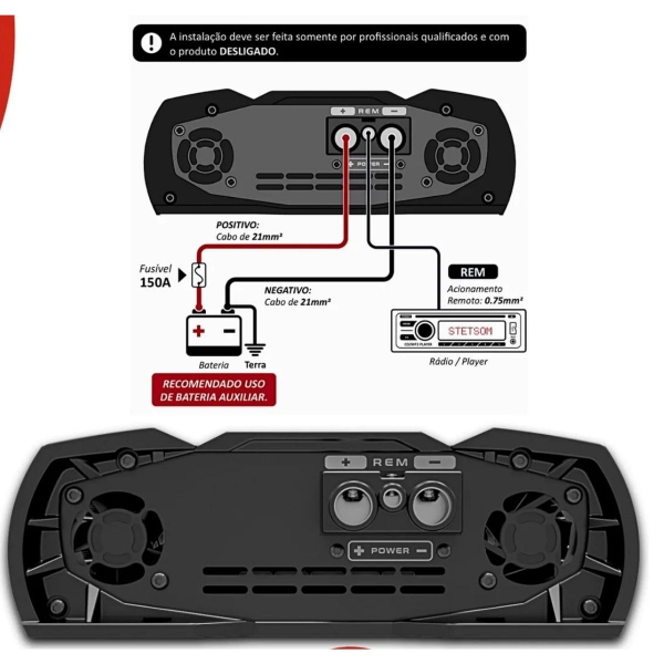 Amplificador Stetsom Vulcan 3000W RMS Digital Mono 2 Ohms