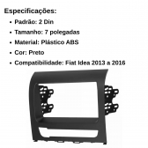 Central Multimídia 2 Din Mp5 Fiat Idea Câmera Moldura PT