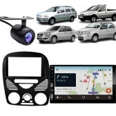 Central Multimídia Carplay Android Siena G3 Moldura + Câmera Preto
