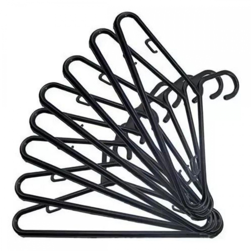 Kit 100 Cabides Preto 6mm Adulto Reforçado Para Roupas
