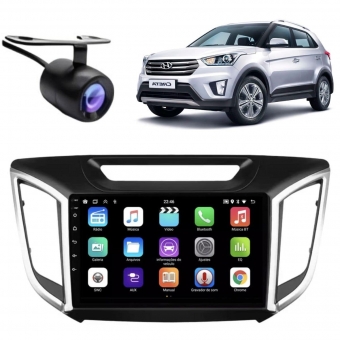 Multimídia Android Carplay 9p 2+32Gb Quadcore Creta Gps Bt