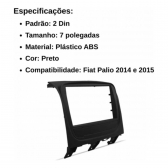 Central Multimidia Android Auto Palio Way Moldura + Câm Preto