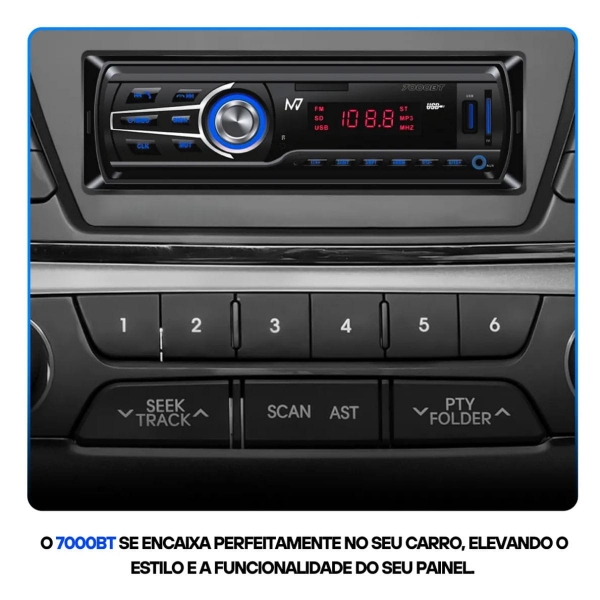 Rádio Automotivo Bluetooth Mp3 Fm Usb Sd Som 7000bt M7 Preto
