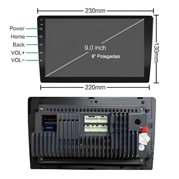 Multimídia Android Carplay 9p 2+32Gb Quadcore Punto Gps Bt