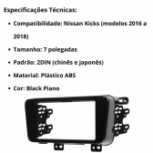 Central Multimídia 2 Din Mp5 Nissan Kicks Câmera Moldura BP
