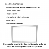 Central Multimidia Android Auto Mégane Grand Tour Moldura + Câm Prata